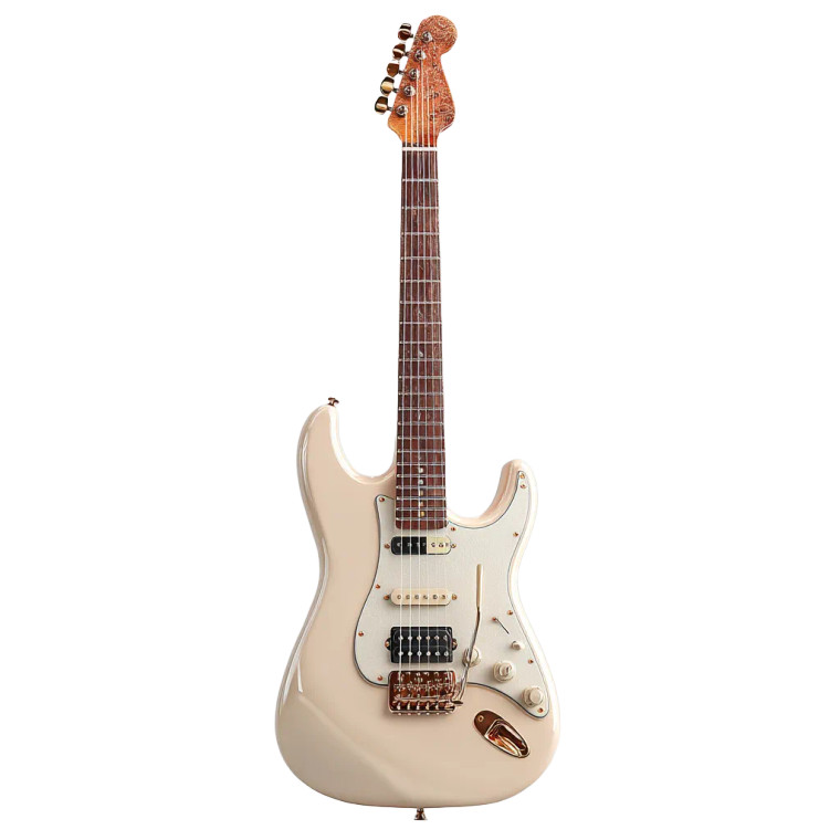 Beige Electric Guitar Vinyl Car Decal Sticker – Waterproof & UV-Resistant 6.826666666666667"