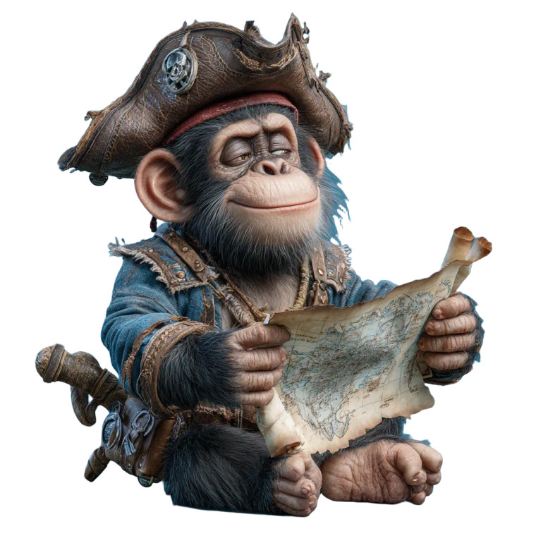 Pirate Chimp Vinyl Car Decal Sticker – Waterproof & UV-Resistant 6.826666666666667"