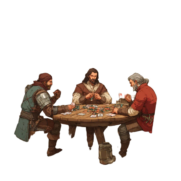 Fantasy Tavern Gamblers Vinyl Car Decal Sticker – Waterproof & UV-Resistant 3.4133333333333336"