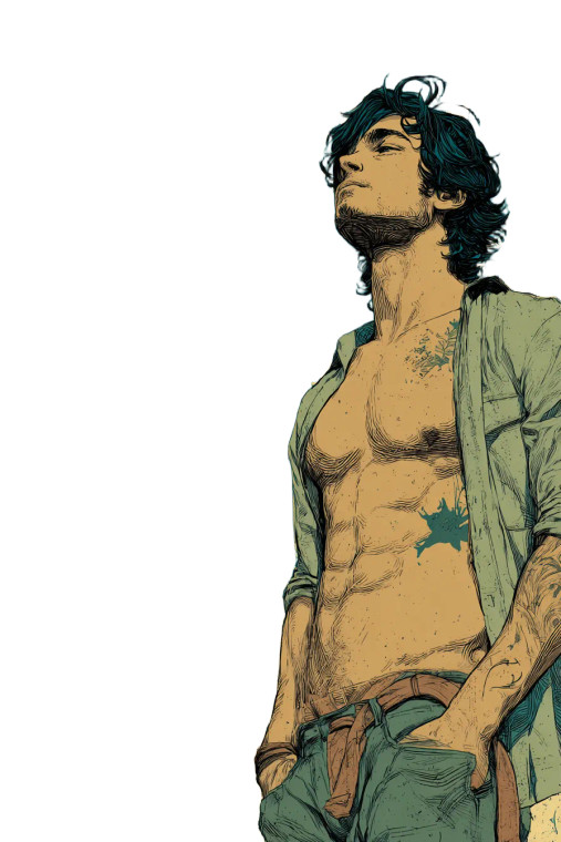 Woodcut Young Man Vinyl Car Decal Sticker – Waterproof & UV-Resistant 8.96"