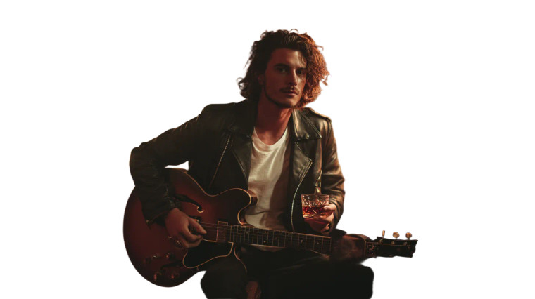 Stylish Guitarist Portrait Vinyl Car Decal Sticker – Waterproof & UV-Resistant 2.72"