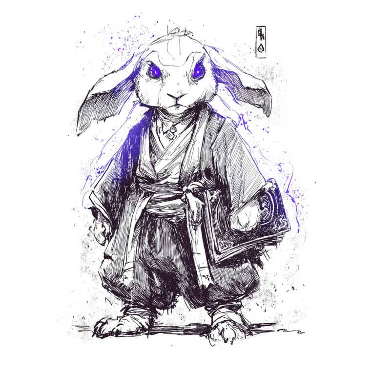Harengon Monk Sketch Vinyl Car Decal Sticker – Waterproof & UV-Resistant 3.4133333333333336"