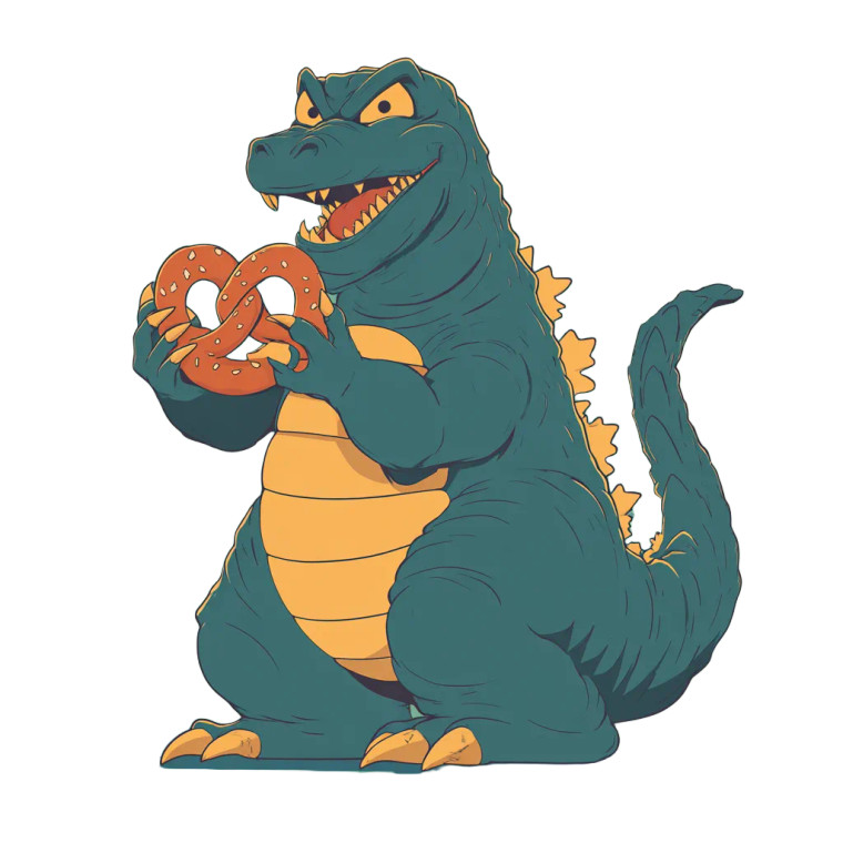 Happy Godzilla Eating Vinyl Car Decal Sticker – Waterproof & UV-Resistant 6.826666666666667"