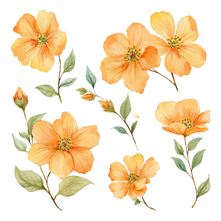 Orange Watercolor Flower Vinyl Car Decal Sticker – Waterproof & UV-Resistant 6.826666666666667"