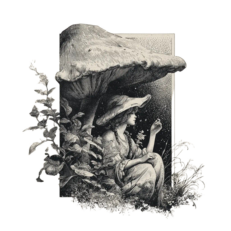 Fairy Under Mushroom Vinyl Car Decal Sticker – Waterproof & UV-Resistant 3.4133333333333336"