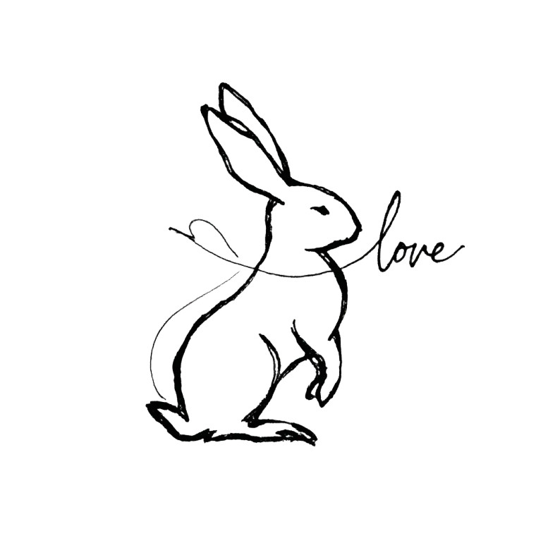 Love Rabbit Drawing Vinyl Car Decal Sticker – Waterproof & UV-Resistant 6.826666666666667"