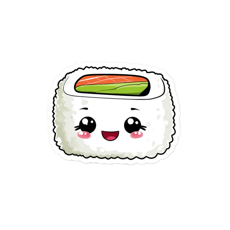 Kawaii Sushi Roll Vinyl Car Decal Sticker – Waterproof & UV-Resistant 6.826666666666667"