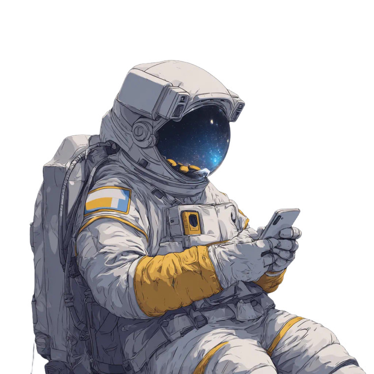 Astronaut With Phone Vinyl Car Decal Sticker – Waterproof & UV-Resistant 6.826666666666667"