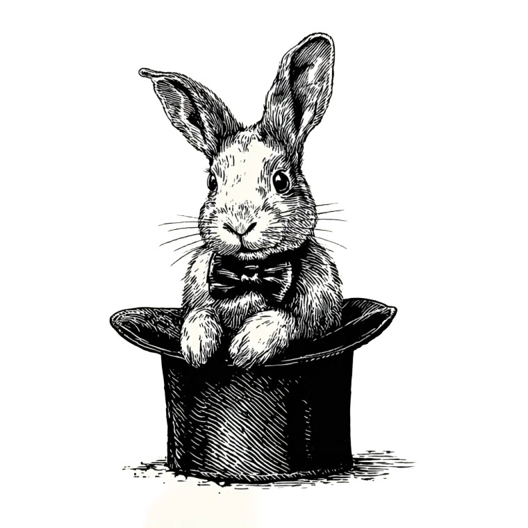 Rabbit Hat Logo Vinyl Car Decal Sticker – Waterproof & UV-Resistant 6.826666666666667"