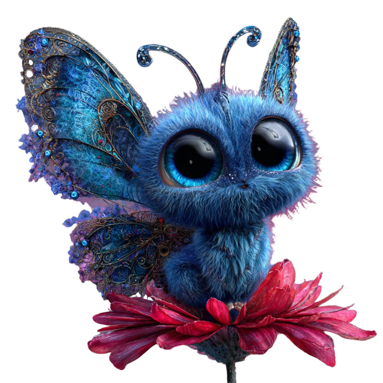 Fluffy Blue Butterfly Vinyl Car Decal Sticker – Waterproof & UV-Resistant 3.4133333333333336"