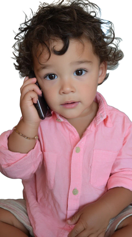 Toddler With Phone Vinyl Car Decal Sticker – Waterproof & UV-Resistant 4.8533333333333335"