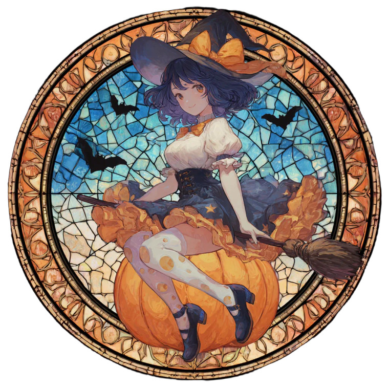 Pumpkin Witch Vinyl Car Decal Sticker – Waterproof & UV-Resistant 3.4133333333333336"