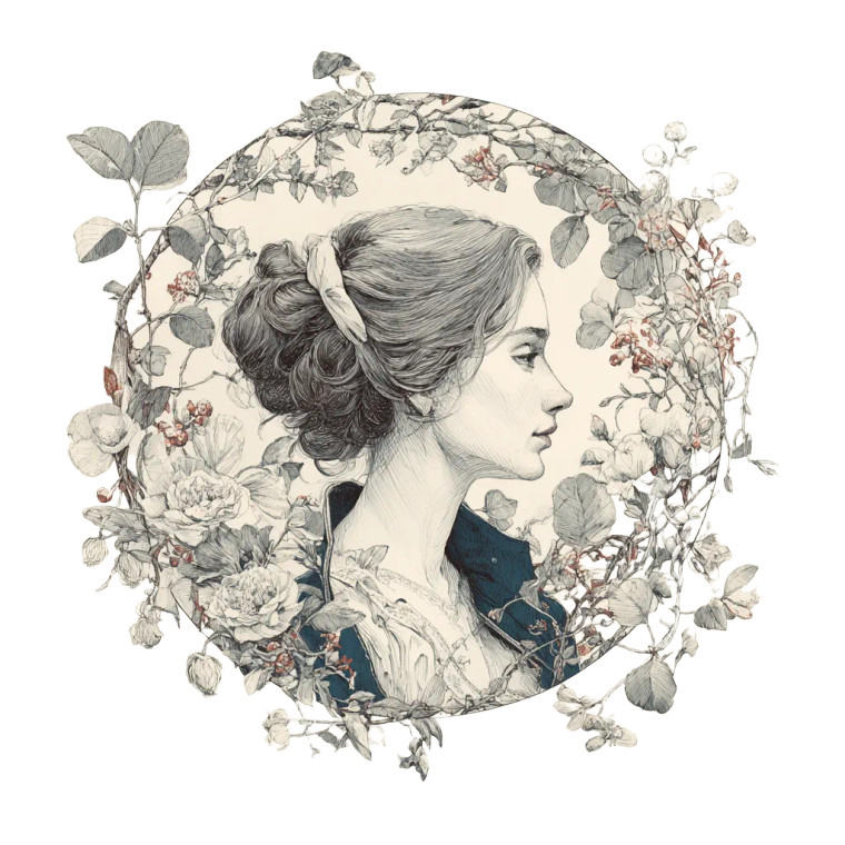 Victorian Floral Woman Vinyl Car Decal Sticker – Waterproof & UV-Resistant 6.826666666666667"