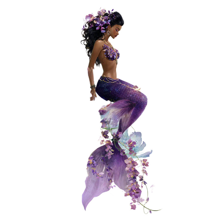 Floral Mermaid Clipart Vinyl Car Decal Sticker – Waterproof & UV-Resistant 3.4133333333333336"