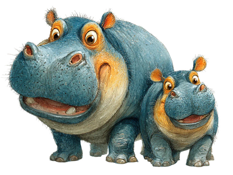 Cute Hippo Duo Vinyl Car Decal Sticker – Waterproof & UV-Resistant 3.0933333333333333"