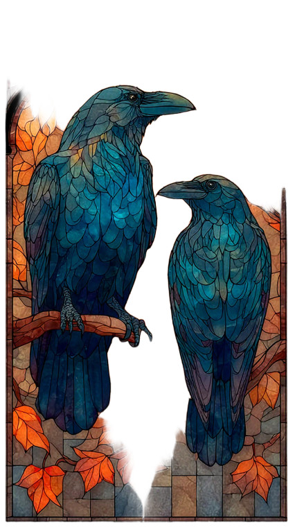Stained Glass Ravens Vinyl Car Decal Sticker – Waterproof & UV-Resistant 9.706666666666667"