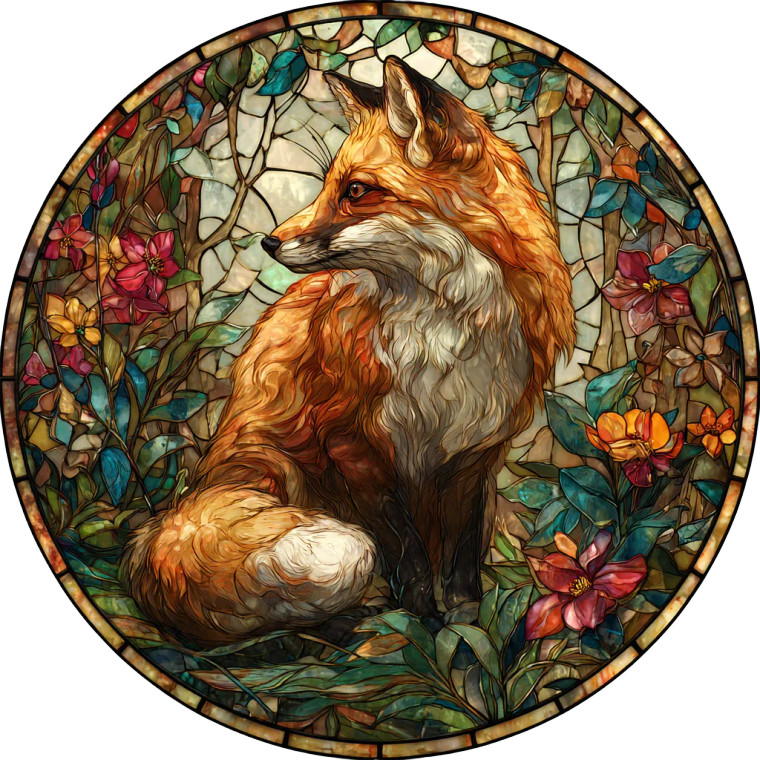 Stained Glass Fox Vinyl Car Decal Sticker – Waterproof & UV-Resistant 3.4133333333333336"