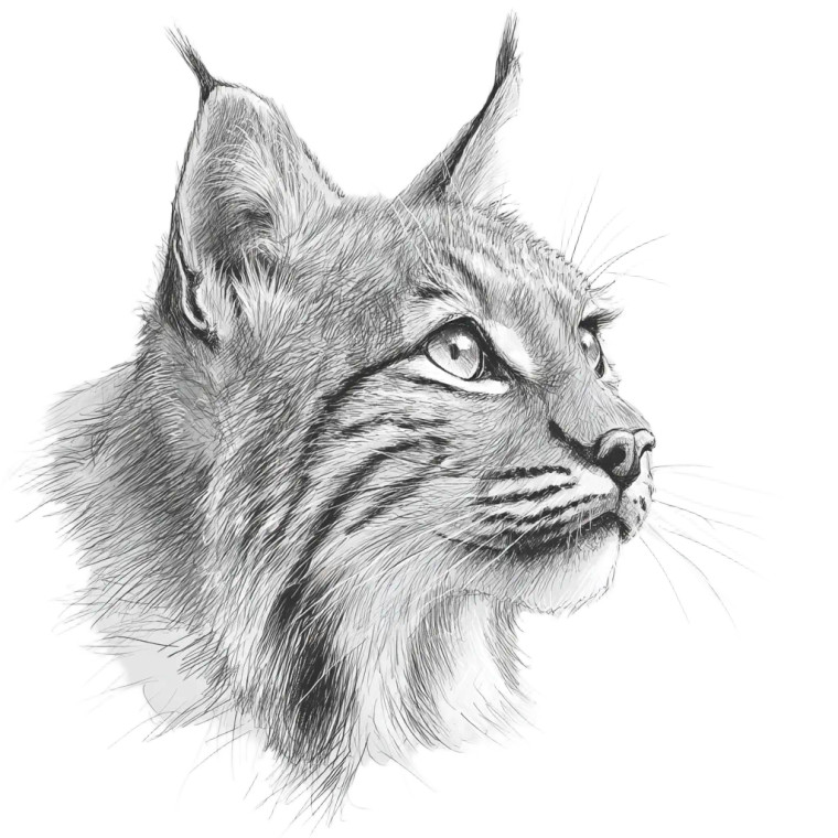 Bobcat Sketch Vinyl Car Decal Sticker – Waterproof & UV-Resistant 3.4133333333333336"