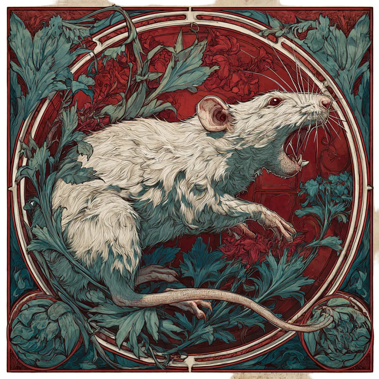 Art Nouveau Rat Vinyl Car Decal Sticker – Waterproof & UV-Resistant 3.4133333333333336"