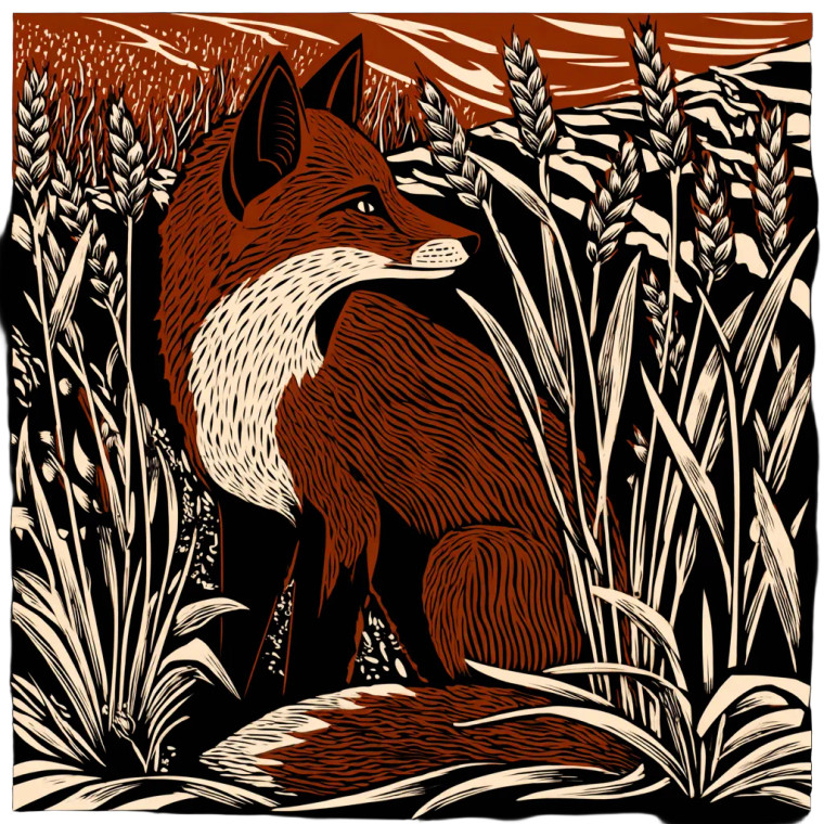 Fox Linocut Design Vinyl Car Decal Sticker – Waterproof & UV-Resistant 6.826666666666667"
