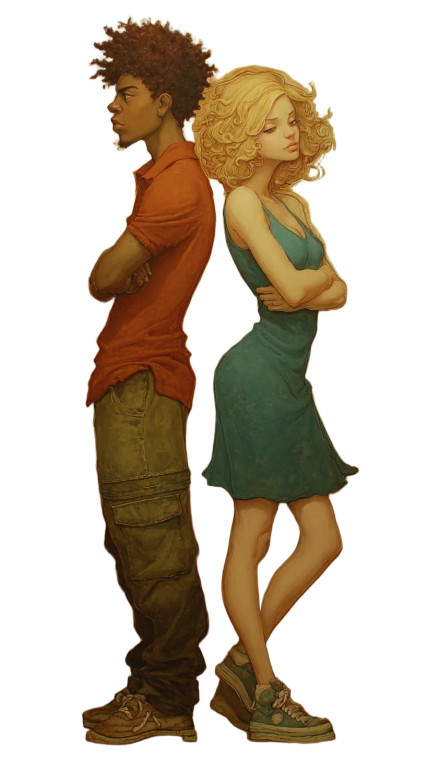 Comic Style Couple Vinyl Car Decal Sticker – Waterproof & UV-Resistant 9.706666666666667"