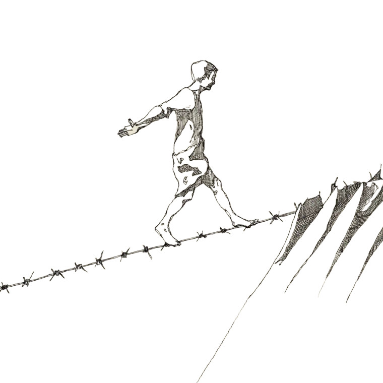 Barefoot Tightrope Walk Vinyl Car Decal Sticker – Waterproof & UV-Resistant 3.4133333333333336"