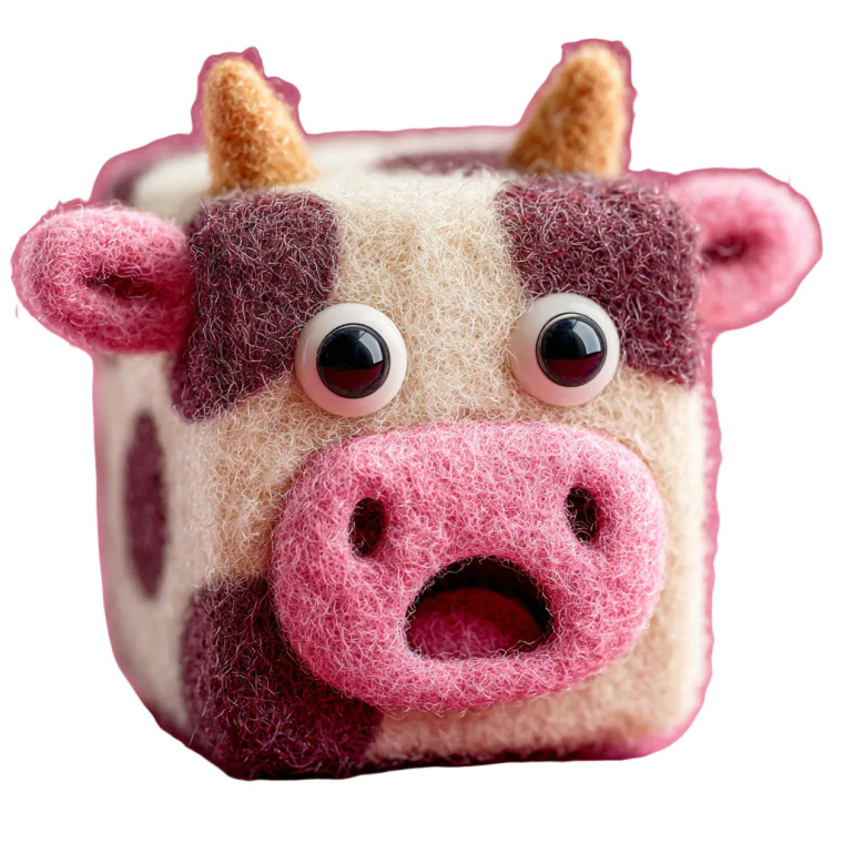 Pink Felt Cow Vinyl Car Decal Sticker – Waterproof & UV-Resistant 3.4133333333333336"