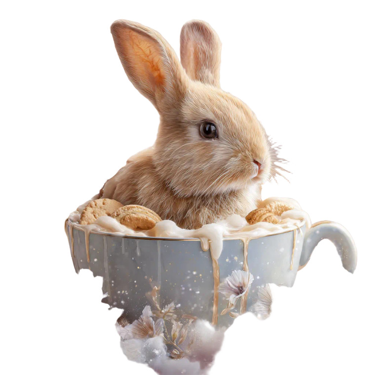 Cute Bunny In Cup Vinyl Car Decal Sticker – Waterproof & UV-Resistant 3.4133333333333336"