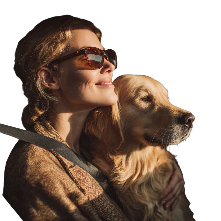 Blind Woman With Dog Vinyl Car Decal Sticker – Waterproof & UV-Resistant 6.826666666666667"