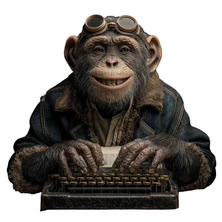 Typing Monkey Vinyl Car Decal Sticker – Waterproof & UV-Resistant 3.4133333333333336"