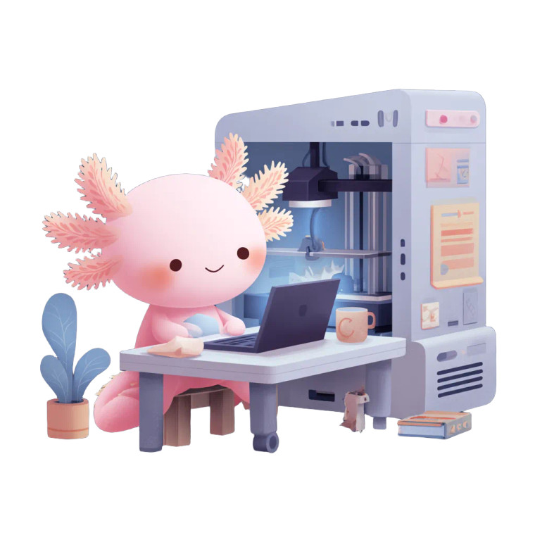 Axolotl At Work Vinyl Car Decal Sticker – Waterproof & UV-Resistant 3.4133333333333336"