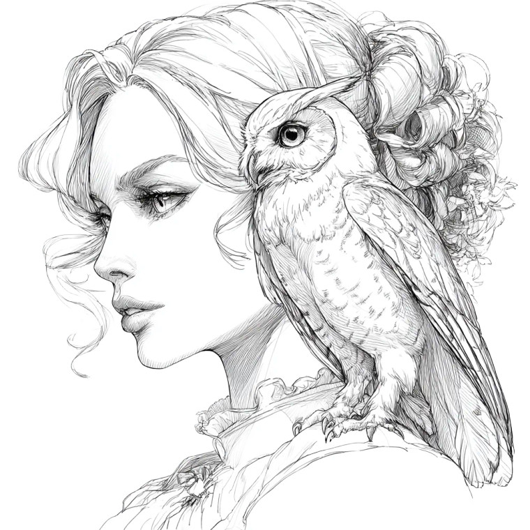 Lady And Owl Vinyl Car Decal Sticker – Waterproof & UV-Resistant 3.4133333333333336"