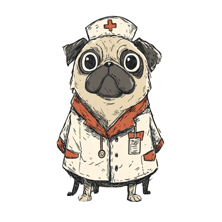 Pug Nurse Vinyl Car Decal Sticker – Waterproof & UV-Resistant 6.826666666666667"