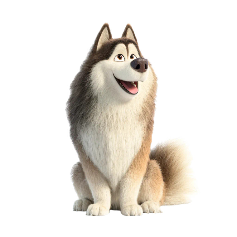 Happy Animated Malamute Vinyl Car Decal Sticker – Waterproof & UV-Resistant 3.4133333333333336"