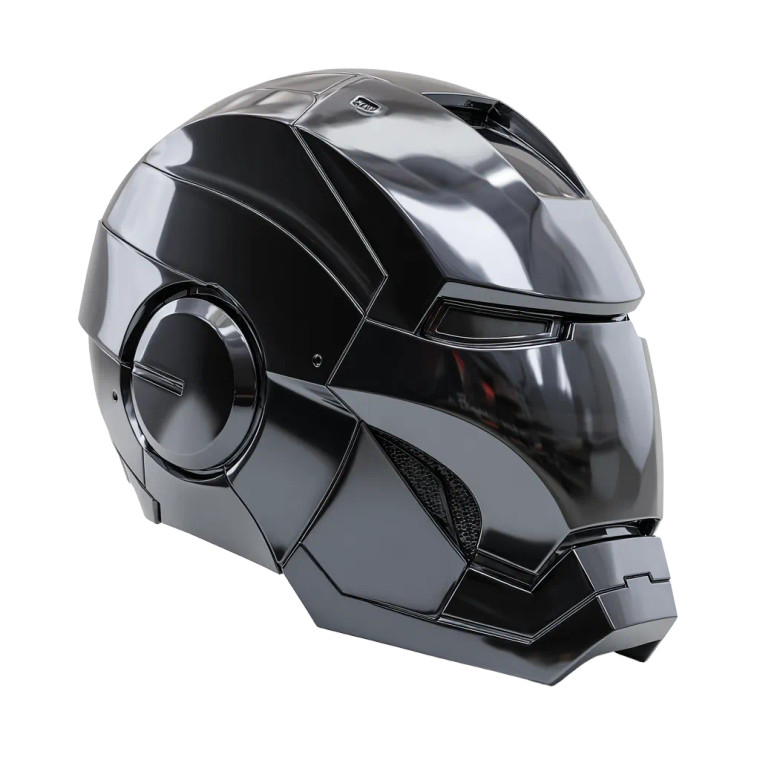 Futuristic Iron Helmet Vinyl Car Decal Sticker – Waterproof & UV-Resistant 3.4133333333333336"