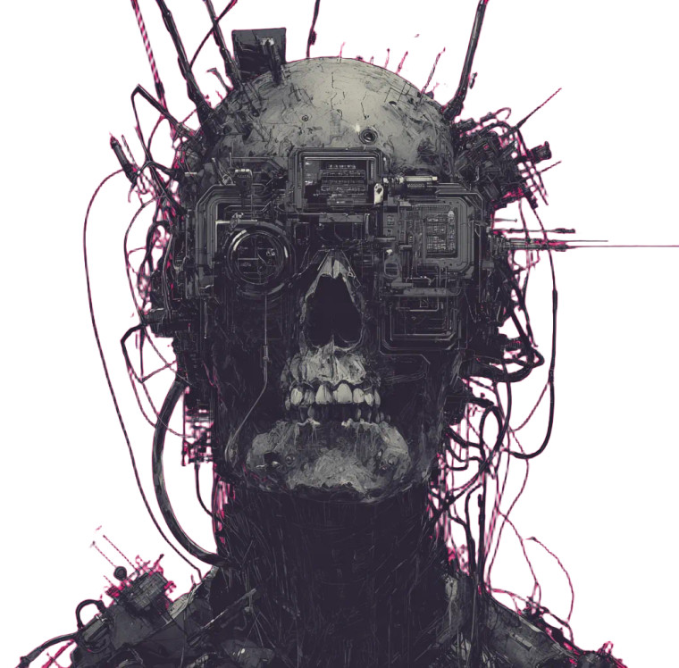 Cyberpunk Robot Skull Vinyl Car Decal Sticker – Waterproof & UV-Resistant 3.4133333333333336"