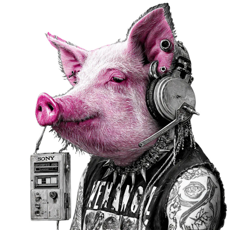 Emo Pig Rocker Vinyl Car Decal Sticker – Waterproof & UV-Resistant 6.826666666666667"