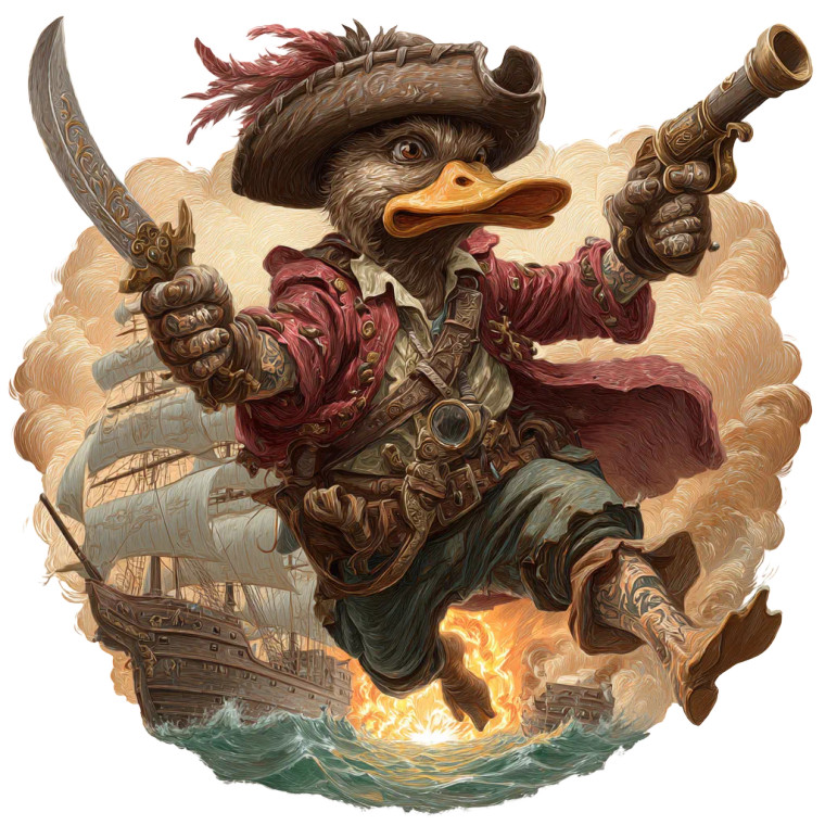 Pirate Duck V3 Vinyl Car Decal Sticker – Waterproof & UV-Resistant 3.4133333333333336"
