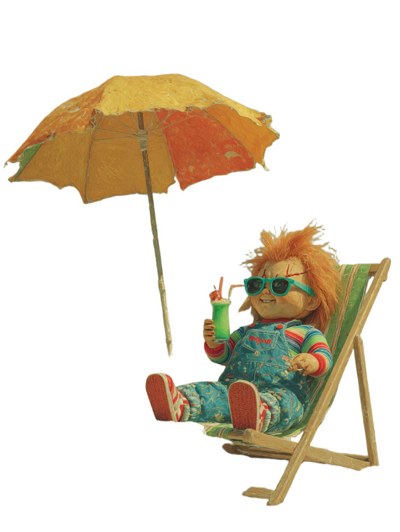 Chucky Sunbathing Vinyl Car Decal Sticker – Waterproof & UV-Resistant 4.1066666666666665"