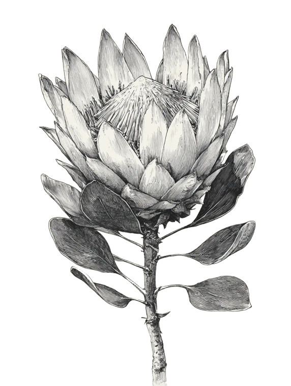 King Protea Drawing Vinyl Car Decal Sticker – Waterproof & UV-Resistant 8.213333333333333"