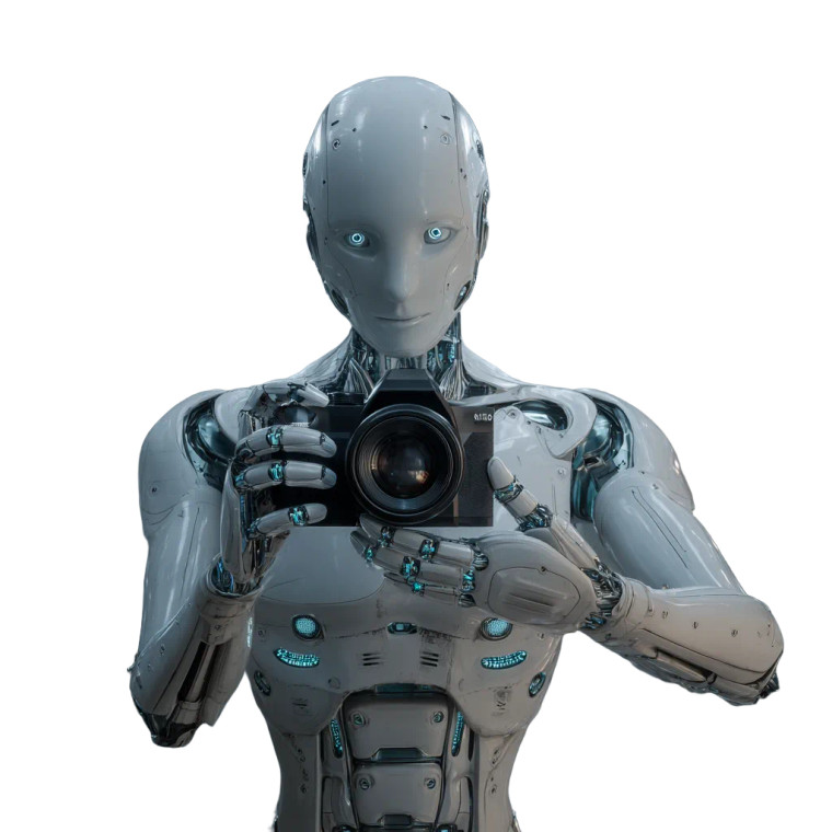 Futuristic Ai Photographer Vinyl Car Decal Sticker – Waterproof & UV-Resistant 3.4133333333333336"