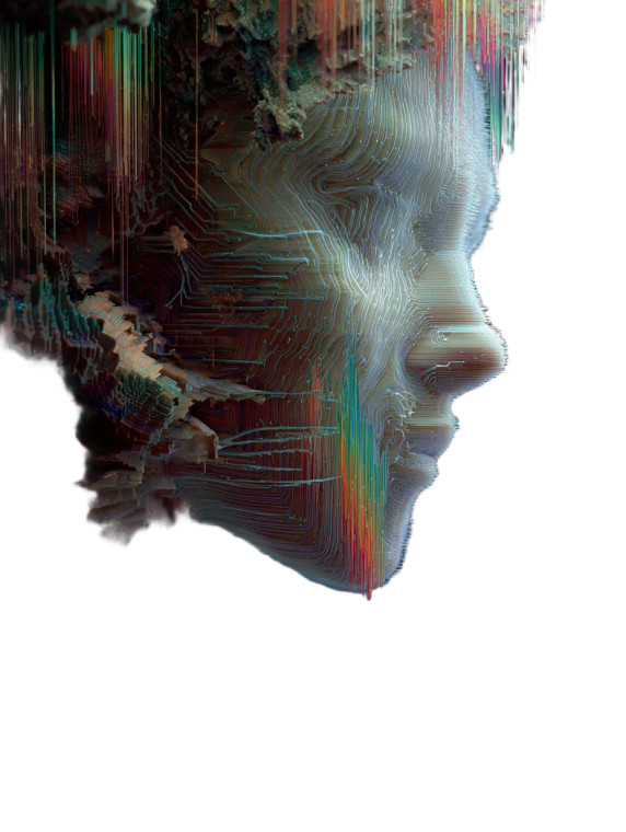 Digitized Woman Morph Vinyl Car Decal Sticker – Waterproof & UV-Resistant 8.213333333333333"