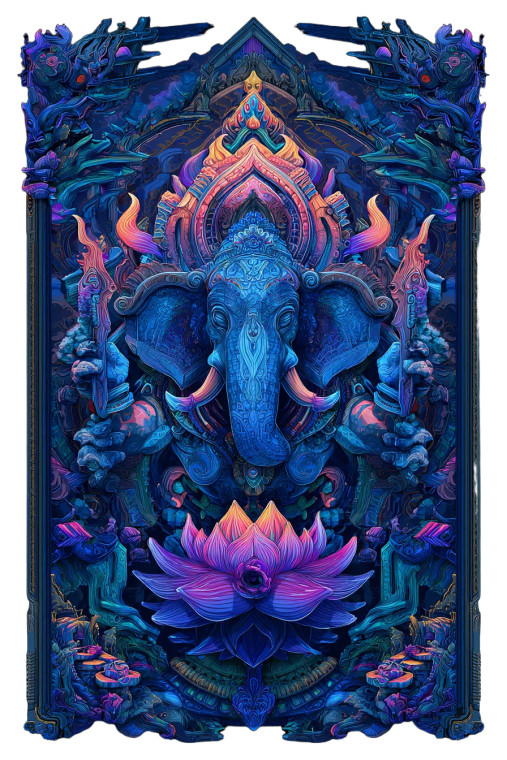 Futuristic Fluorescent Ganesha Vinyl Car Decal Sticker – Waterproof & UV-Resistant 8.96"