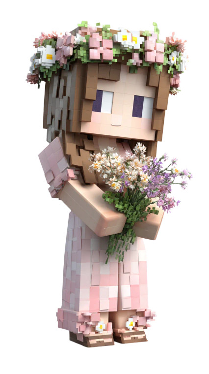 Minecraft Flower Girl Vinyl Car Decal Sticker – Waterproof & UV-Resistant 9.706666666666667"