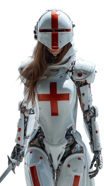 Crusader Knight Robot Vinyl Car Decal Sticker – Waterproof & UV-Resistant 4.8533333333333335"
