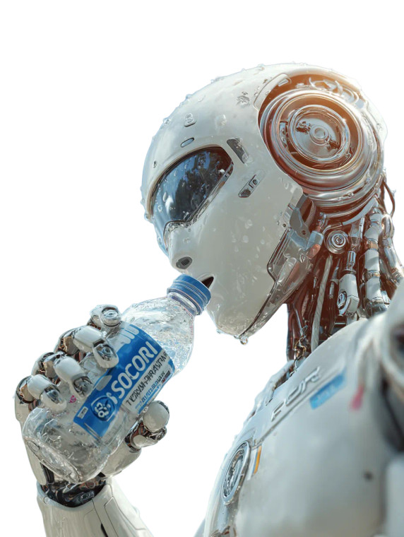 Futuristic Robot Refreshment Vinyl Car Decal Sticker – Waterproof & UV-Resistant 8.213333333333333"