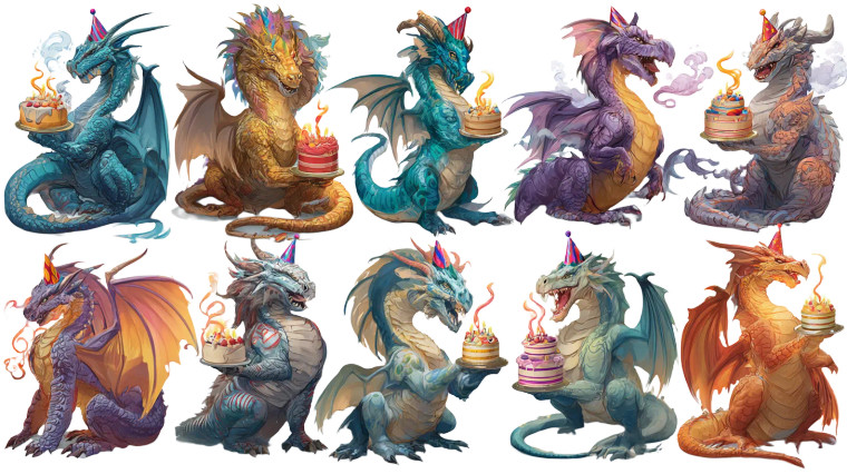 Whimsical Birthday Dragons Vinyl Car Decal Sticker – Waterproof & UV-Resistant 5.4