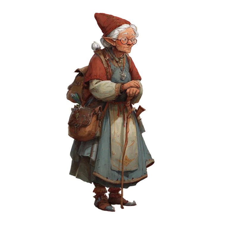 Elderly Halfling Woman Vinyl Car Decal Sticker – Waterproof & UV-Resistant 3.4133333333333336"