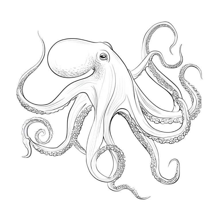Octopus Coloring Page Vinyl Car Decal Sticker – Waterproof & UV-Resistant 3.4133333333333336"
