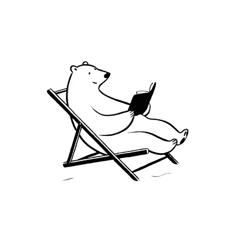 Polar Bear Reading Vinyl Car Decal Sticker – Waterproof & UV-Resistant 3.4133333333333336"